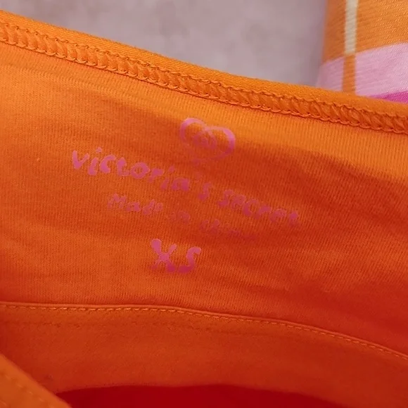 🧡🩷 VICTORIA'S SECRET Flannel Pink/Orange ARGYLE Pajama Set 🩷🧡